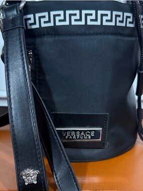 NWT Versace Collection Black Bucket Bag with Silver Hardware New in packaging